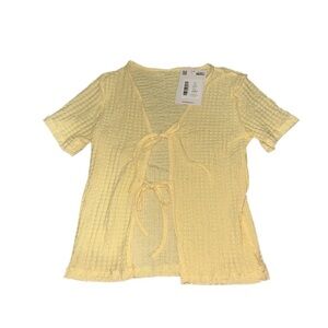 Yellow Textured Women's Tie up Top